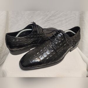 Asher Green Mens Leather Embossed Alligator Print Oxfords Dress Shoes Sz 10.5